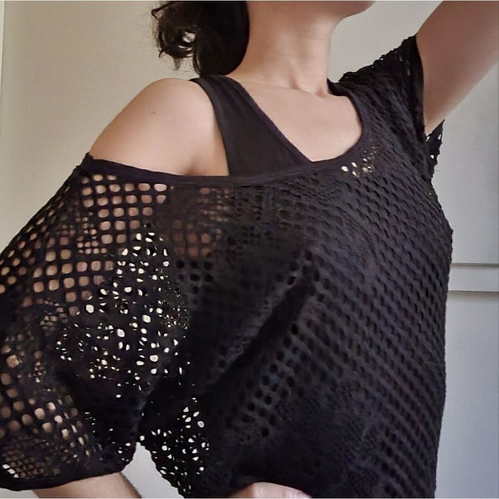Ambiance Black Mesh Layer Tank